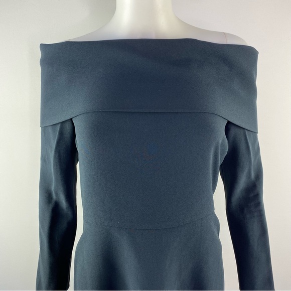 Theory Size 4 Navy Blue Off The Shoulder Elegant Mini Kensington Dress - Picture 2 of 8